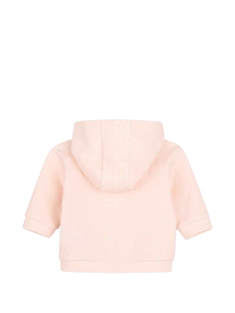 Set of double jersey cardigan e pantaloni, e long-sleeved jersey t-shirt. Con cappuccio cardigan con davanti zip opening e a "mk signature" all-over stampa. T-shirt con snap closures al retro e a "mk charm" effetto metallizzato pink stampa sul chest. R30838 46M MICHAEL KORS KIDS 