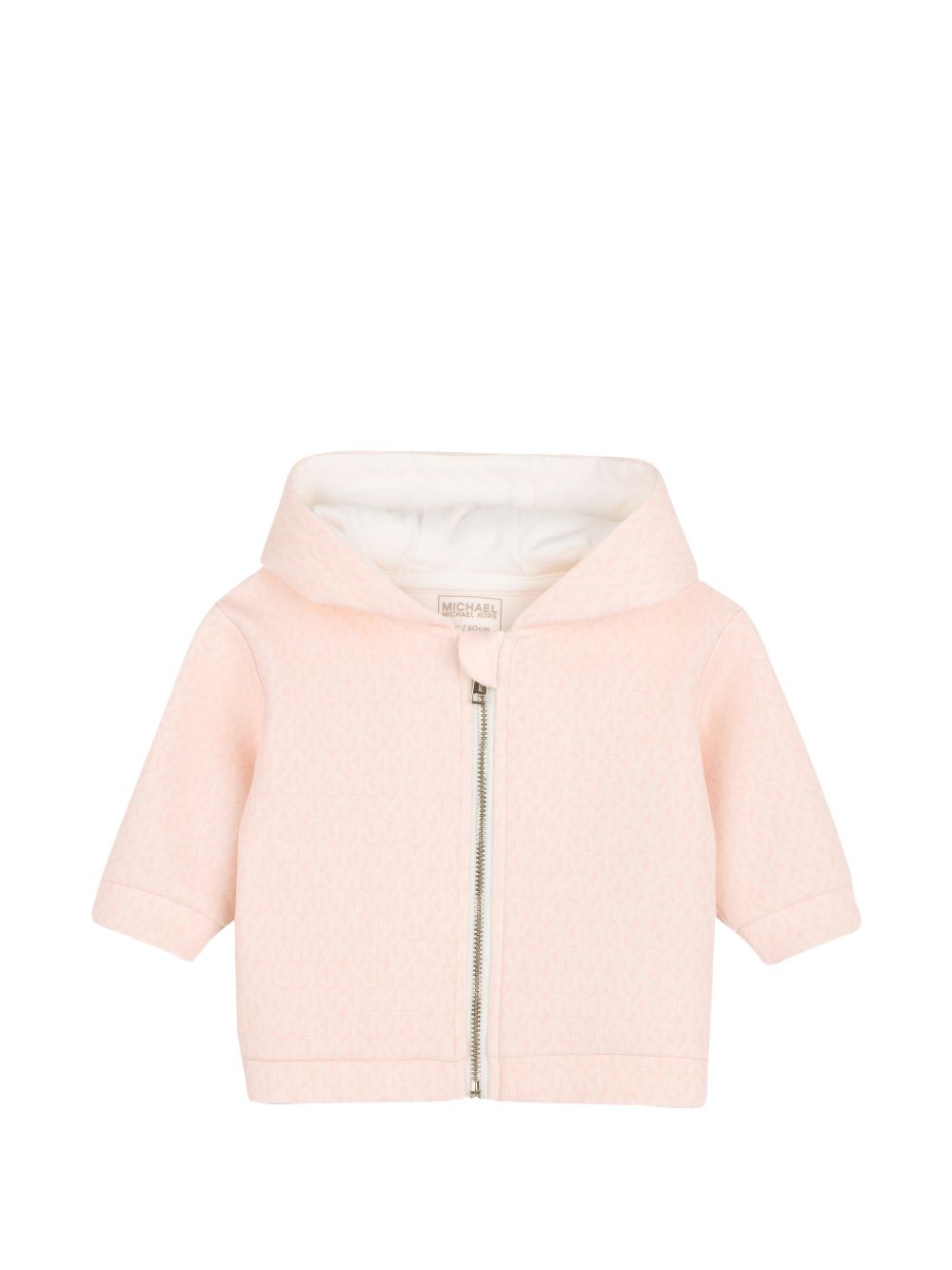 Set of double jersey cardigan e pantaloni, e long-sleeved jersey t-shirt. Con cappuccio cardigan con davanti zip opening e a "mk signature" all-over stampa. T-shirt con snap closures al retro e a "mk charm" effetto metallizzato pink stampa sul chest. R30838 46M MICHAEL KORS KIDS 