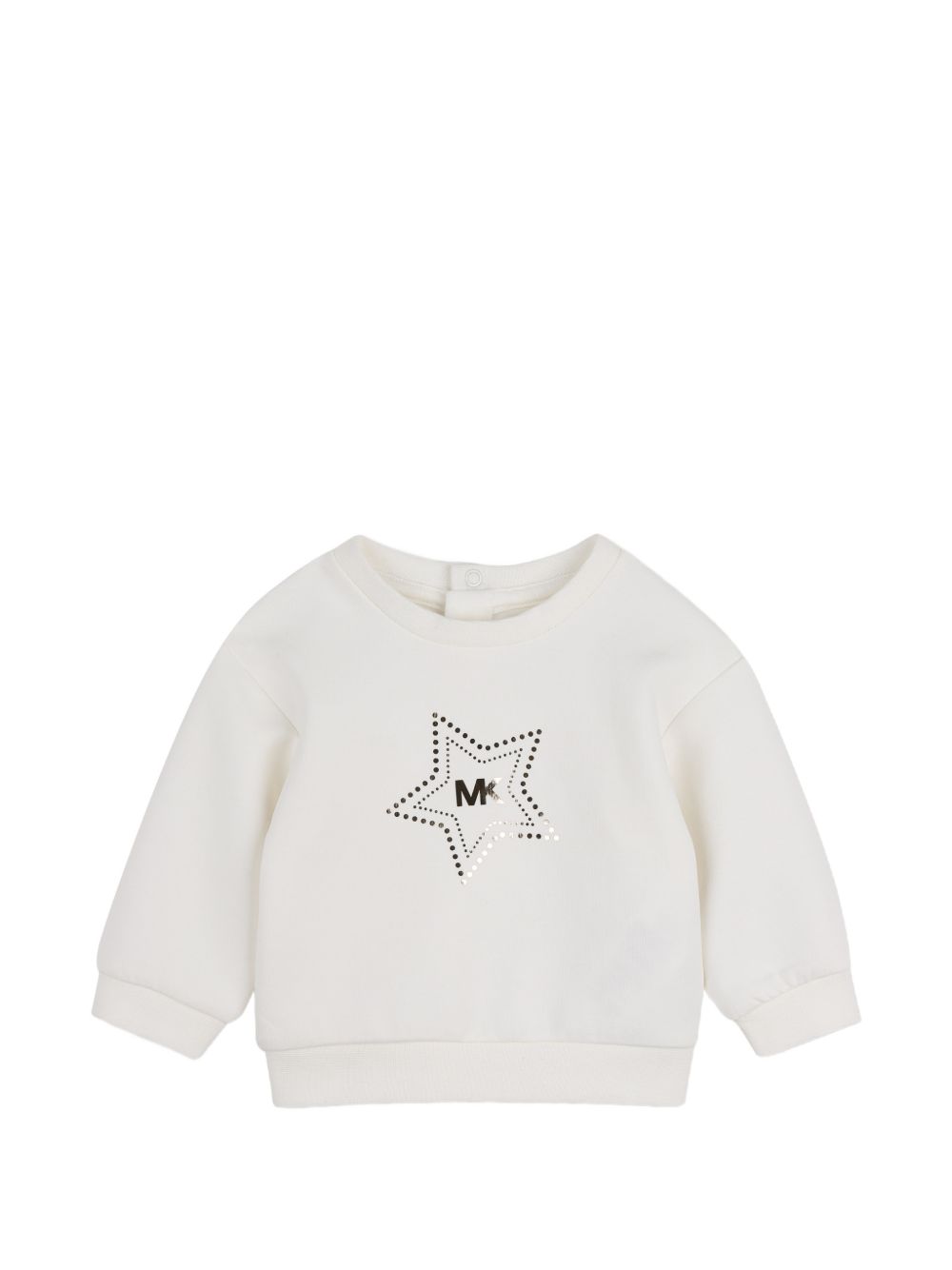 Sweatshirt e pantaloni set. Double jersey sweatshirt con a snaped opening sul retro e illustrazione 'mk star' con gold effetto metallizzato sul davanti. Pantaloni in denim con turn-ups con all-over "mk" illustrazione in laser treatment. Vita elastica R30840 Z10 MICHAEL KORS KIDS 
