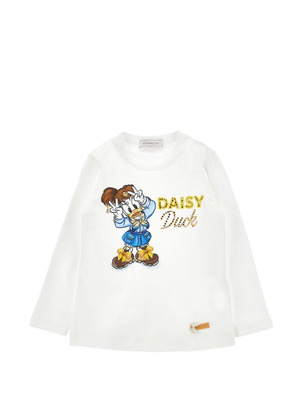 Tee daisy jersey di coton panna+blu 11H6228201 0156 MONNALISA KIDS 