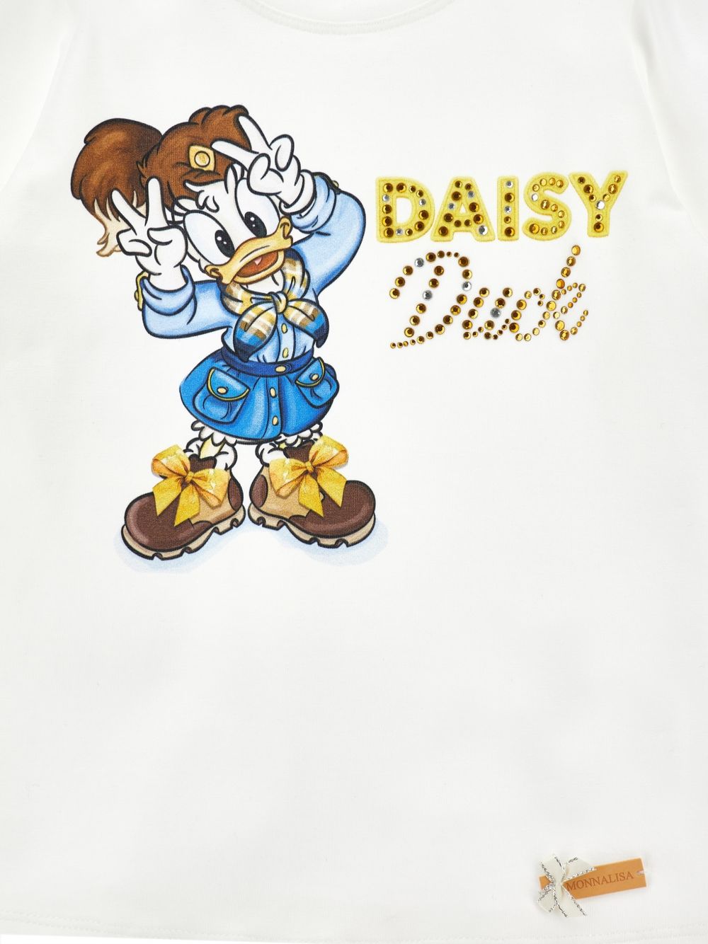 Tee daisy jersey di coton panna+blu 11H6228201 0156 MONNALISA KIDS 