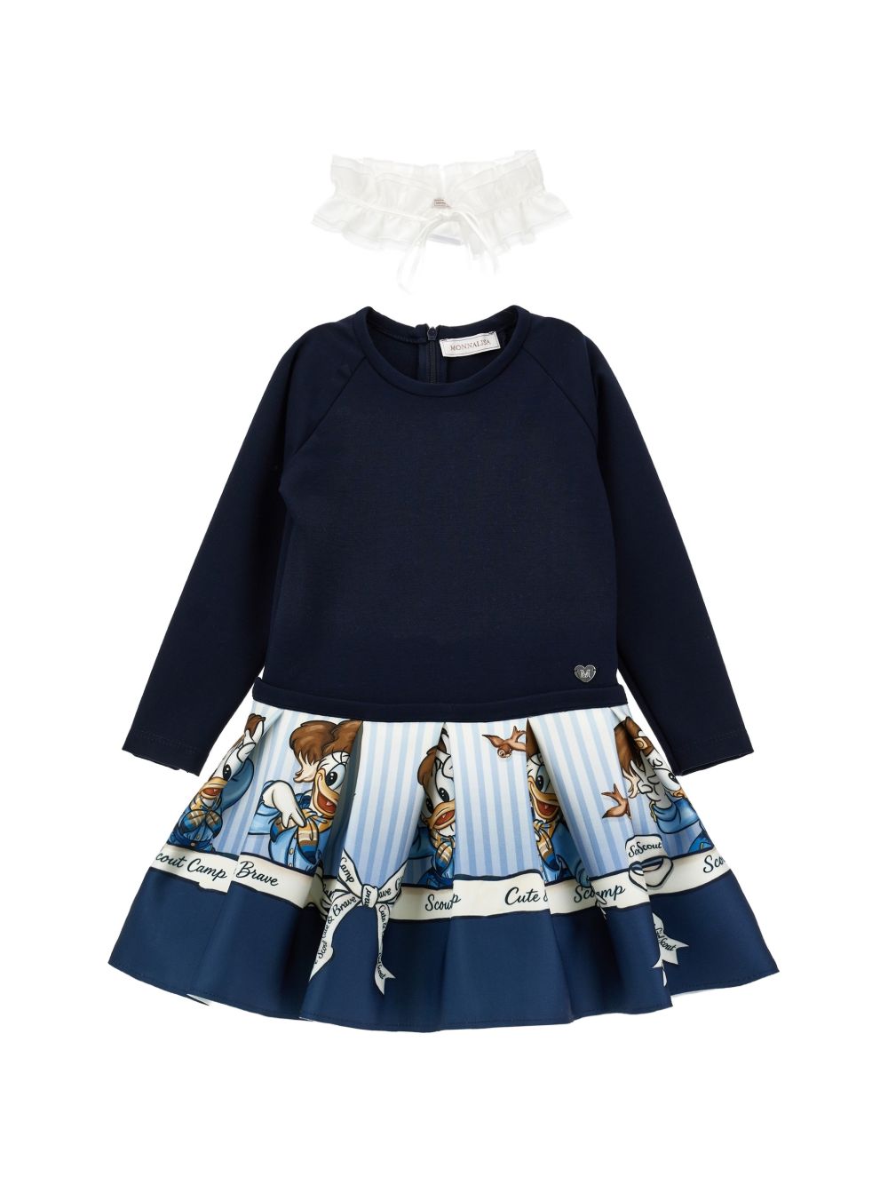 Abito vita bassa neoprene panna+blu 11H9158625 0156 MONNALISA KIDS 