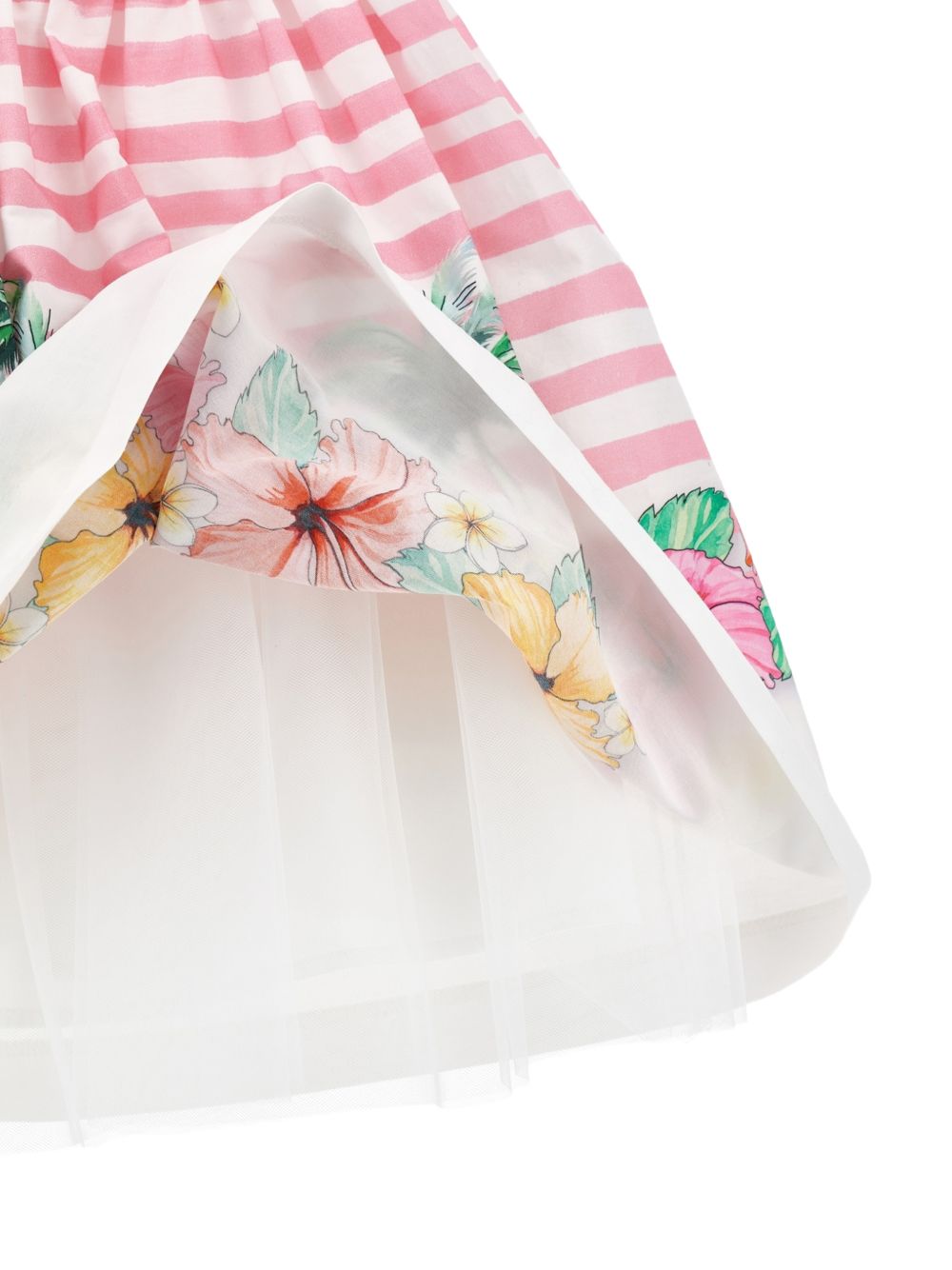 Abito popeline st.hibiscu Bianco+Fuxia 11H9258657 9993 MONNALISA KIDS 