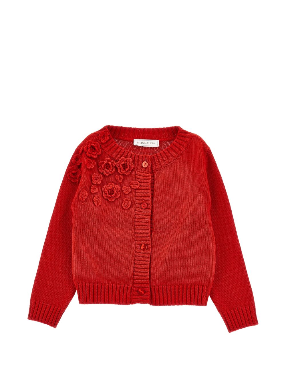 Cardigan fiori 3d mix woo Rubino 17H8028062 0043 MONNALISA KIDS 