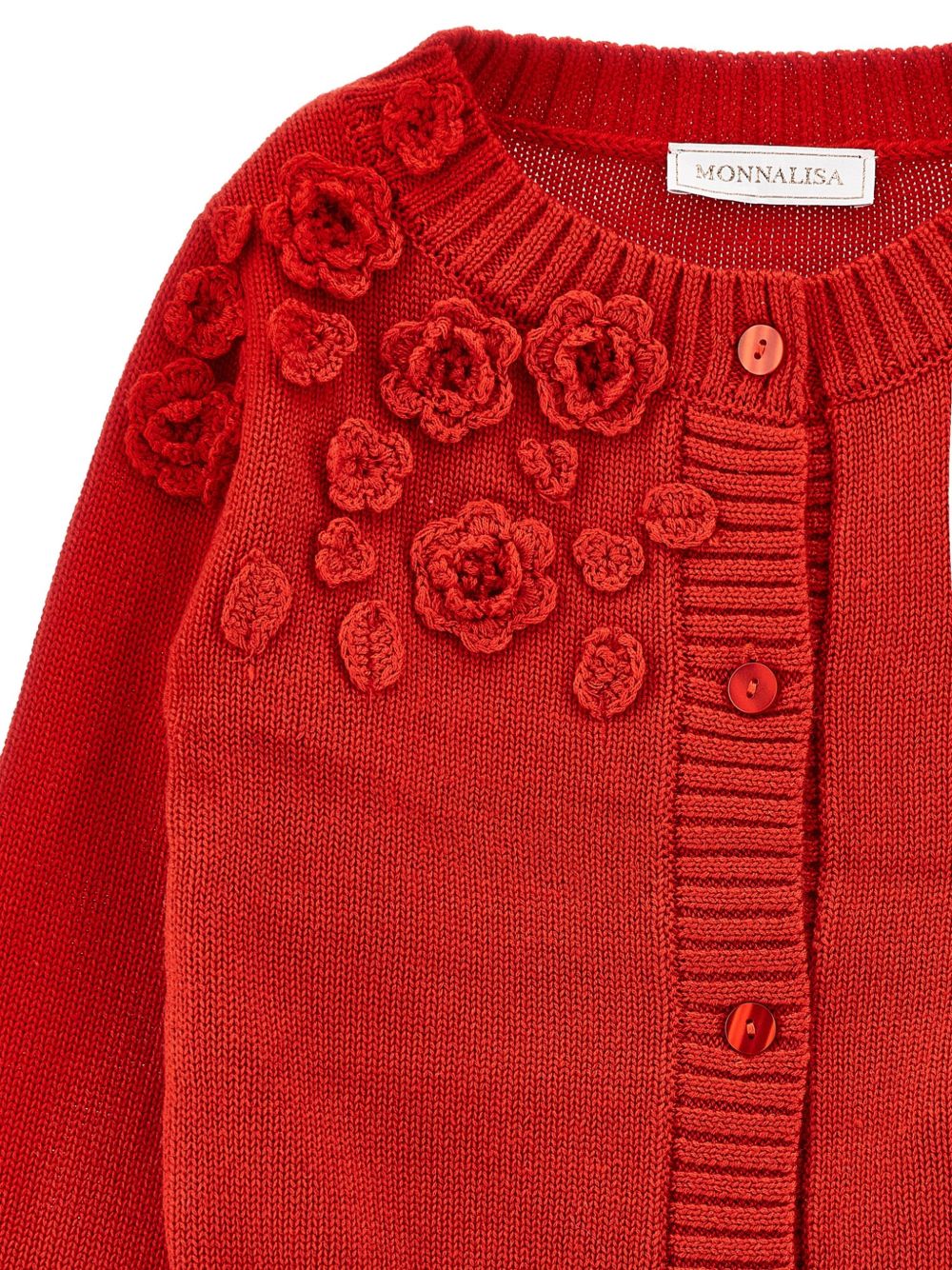 Cardigan fiori 3d mix woo Rubino 17H8028062 0043 MONNALISA KIDS 