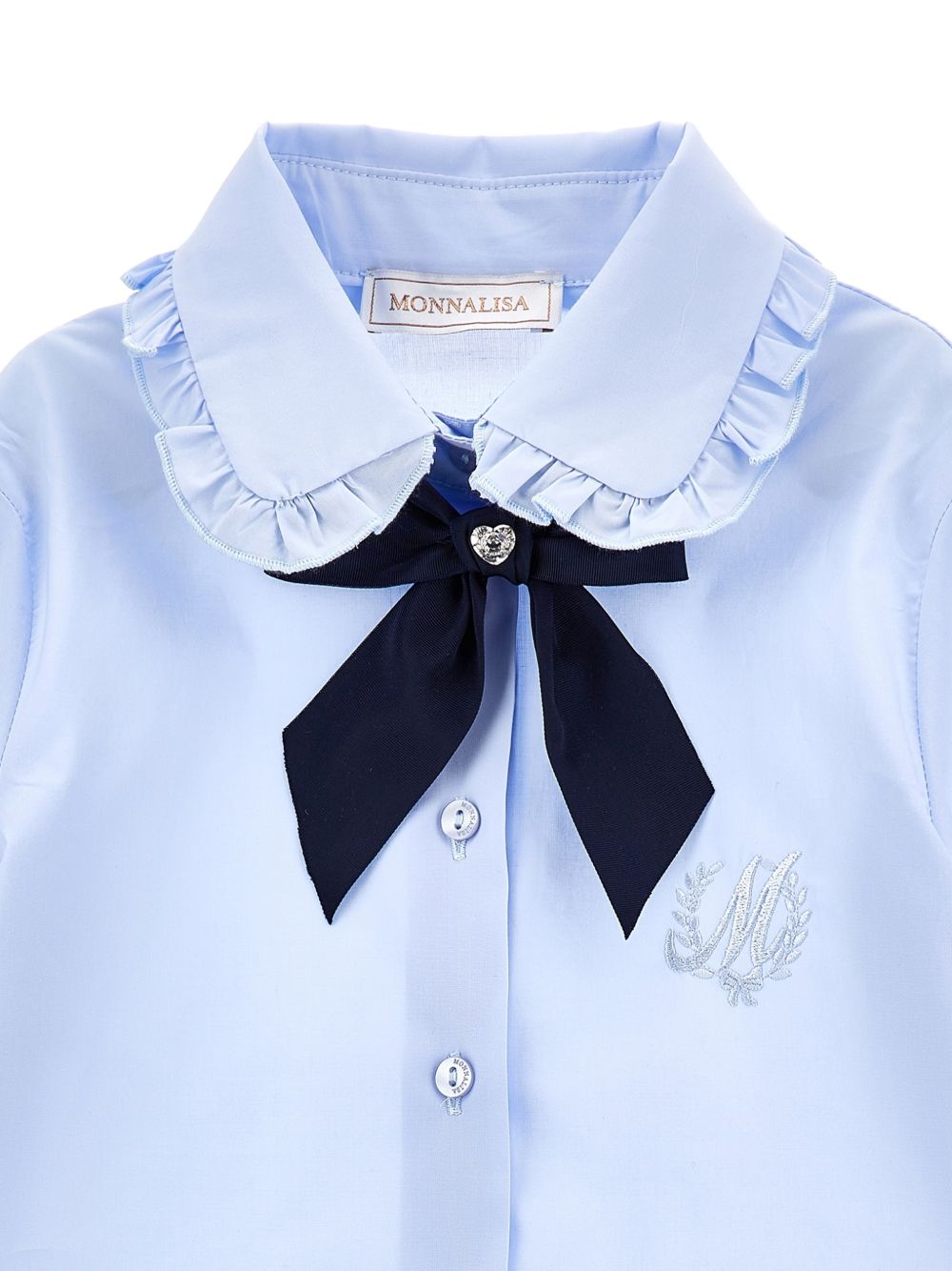 Camicia anais popeline st celeste+blu 18HANA8153 5856 MONNALISA KIDS 