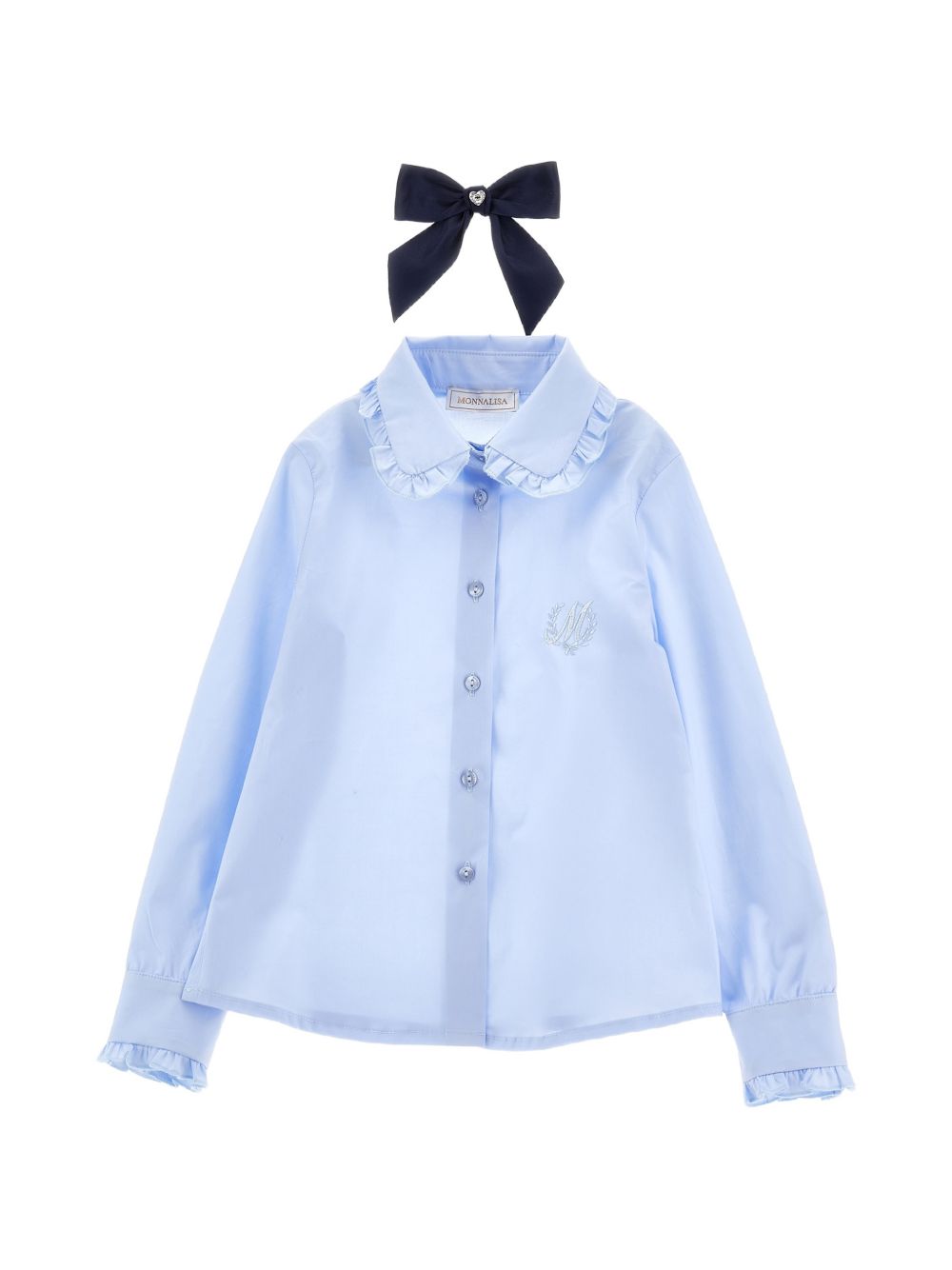 Camicia anais popeline st celeste+blu 18HANA8153 5856 MONNALISA KIDS 