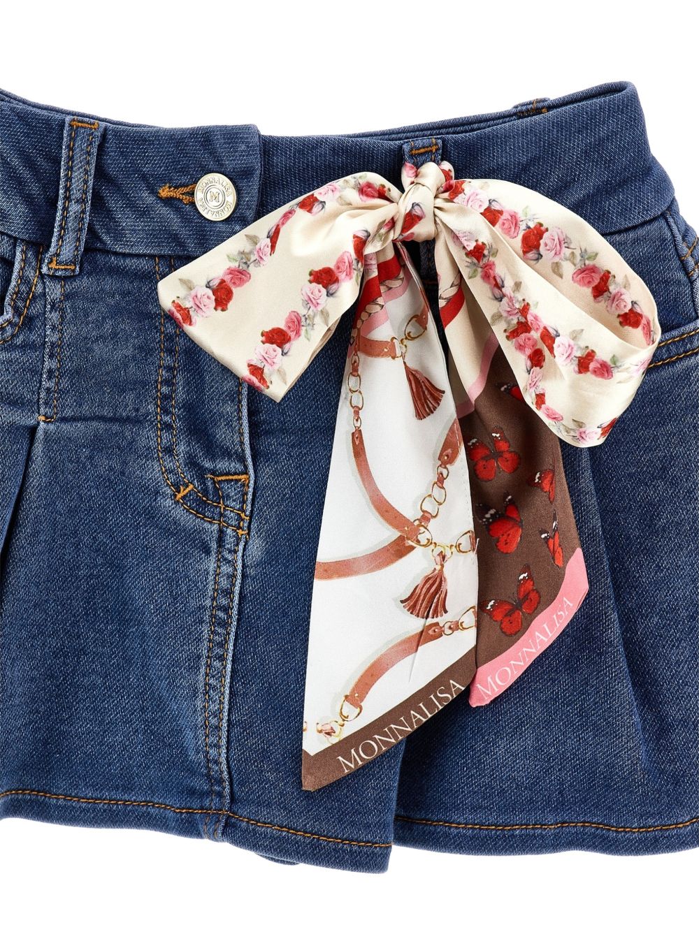 Mini gonna selleria denim Blu Stone Denim 19H7008042 0055 MONNALISA KIDS 