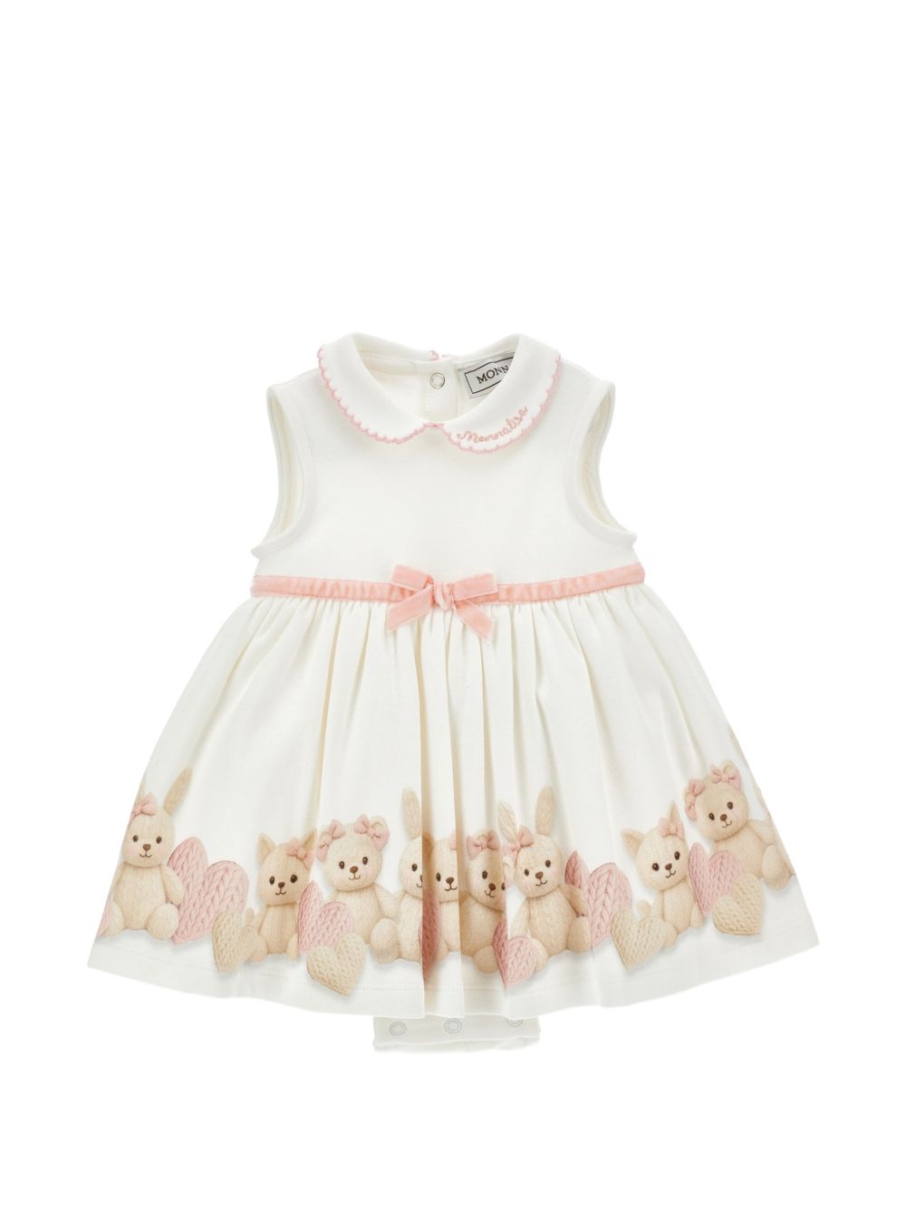 Completo abito con paglia Panna+Rosa Antico 35H5078001 0191 MONNALISA KIDS 