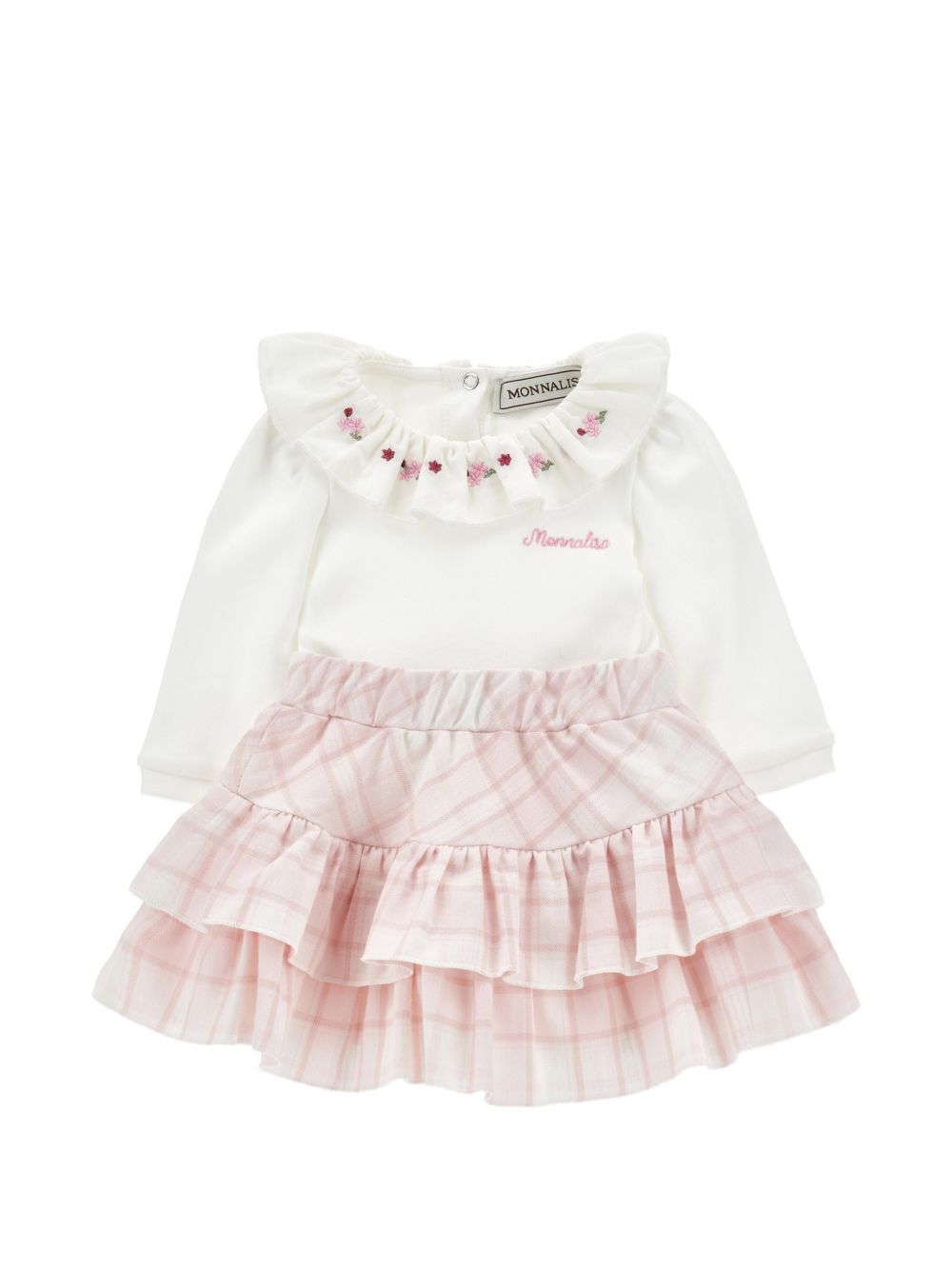 Set body gonna tartan int Panna+Rosa Antico 35H5148000 0191 MONNALISA KIDS 