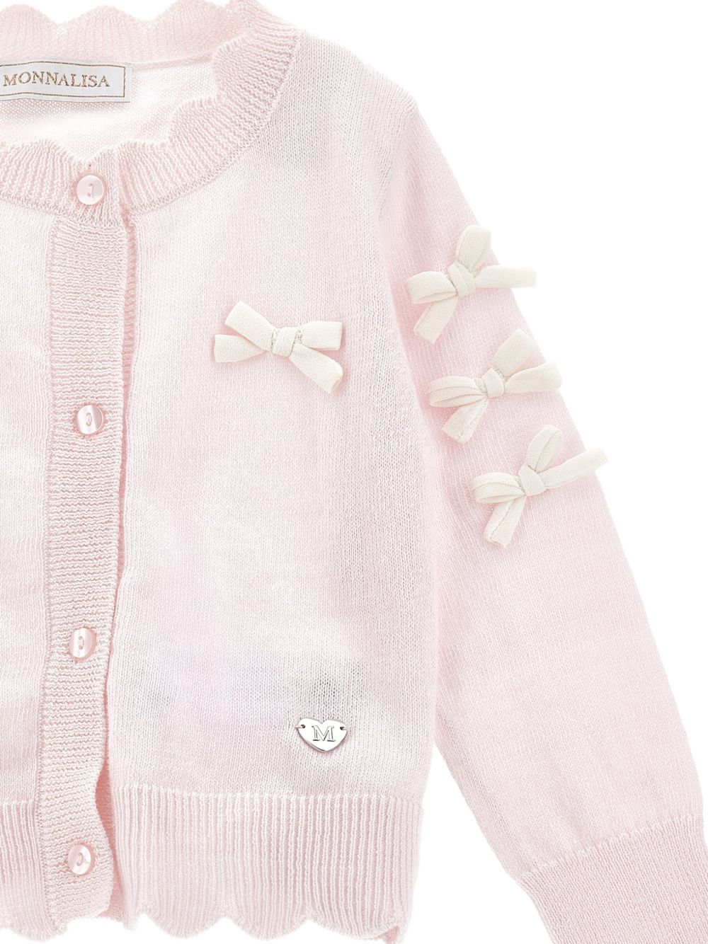 Cardigan fiocchini cotone Rosa Antico 37H8008060 0091 MONNALISA KIDS 
