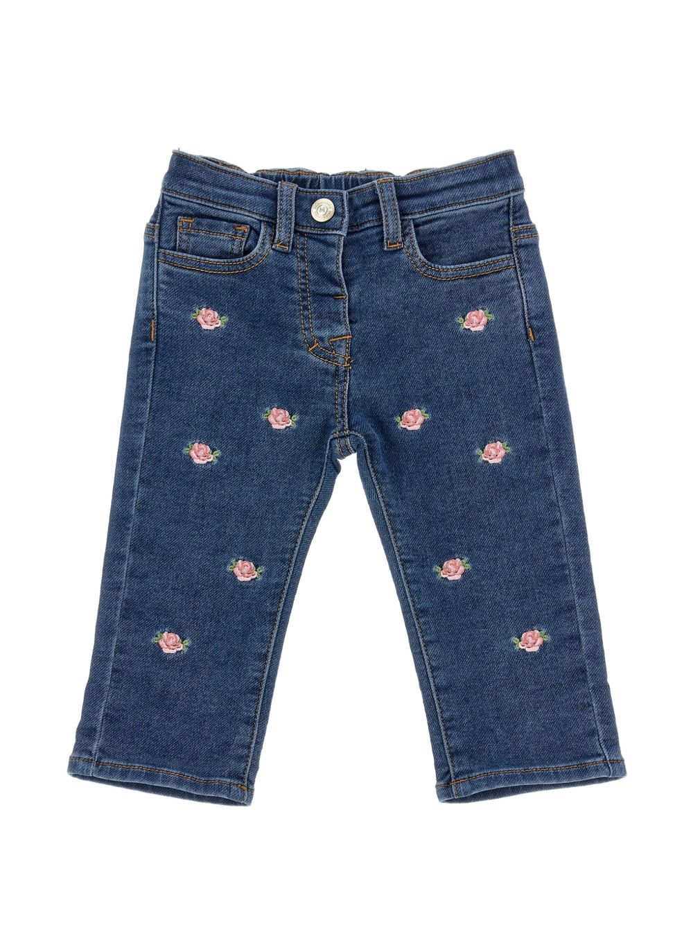 Jeans ricamo all over den Blu Stone Denim 39H4018042 0055 MONNALISA KIDS 