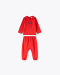 Completo con dettaglio a quadri rosso