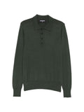 Polo con bottoni in lana verde