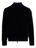 Cardigan con zip in lana vergine blu
