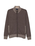 Cardigan con zip in lana vergine tortora
