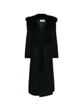 Cappotto con cintura in lana nero