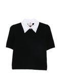 Maglia con colletto in misto lana nera