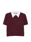 Maglia con punte decorate in misto lana bordeaux