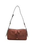 Borsa con fibbie in pelle marrone