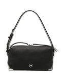 Borsa con zip in pelle nera