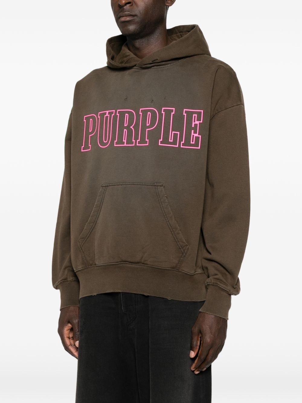 Mwt Fleece Po Hoodie Black M4199MBMS326 BLACK PURPLE BRAND 