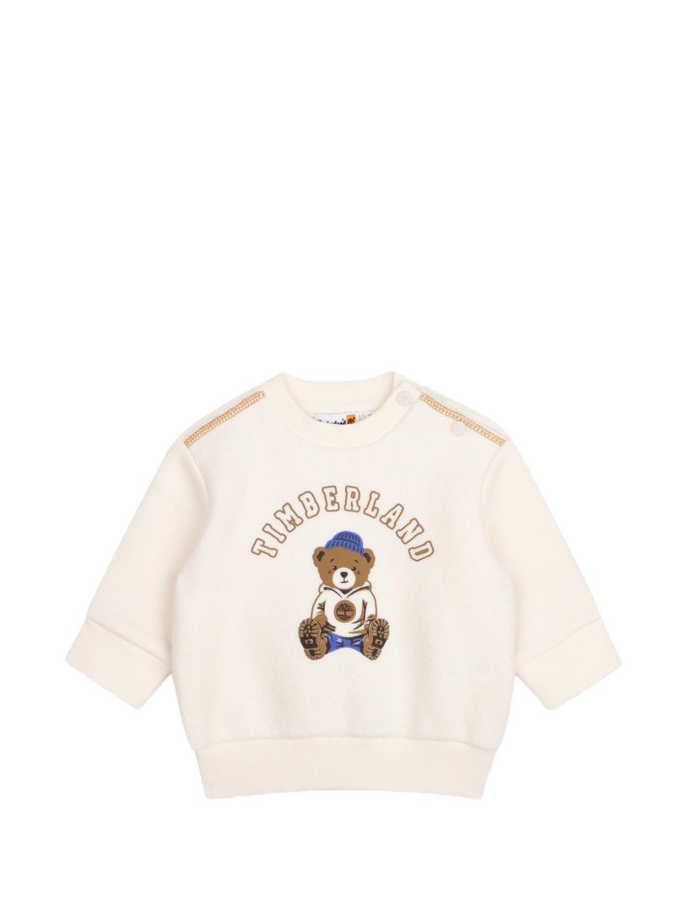 100% cotton from organic farming brushed cotone garzato sweatshirt, chiusura con bottoni automatici al spalla, printed e puffed illustrazione on davanti. T61017 127 TIMBERLAND KIDS 