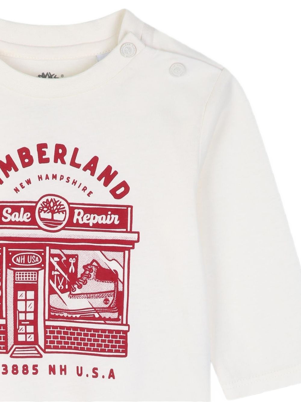 100% cotton from organic farming jersey maniche lunghe t-shirt, chiusura con bottoni automatici at spalla, printed illustrazione on davanti. T61028 127 TIMBERLAND KIDS 