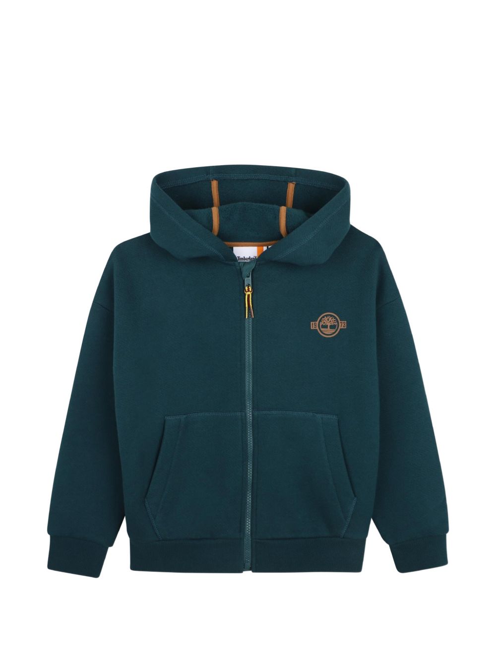 100% cotton from organic farming brushed herringbone cotone garzato con cappuccio cardigan, zip chiusura, davanti tasche, printed logos on davanti e retro. *con jogg pantaloni t61070* T61067 68R TIMBERLAND KIDS 