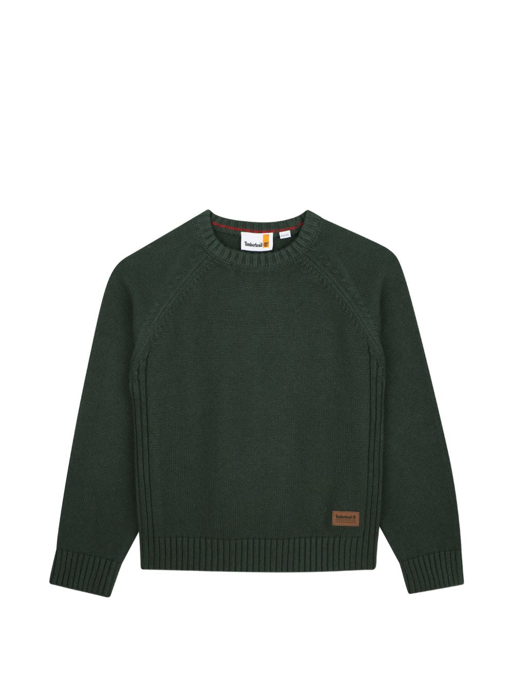 85% cotton / 15% wool in maglia felpa, different knit stitch pattern on sides, printed logo on paper label at fondo. T61081 68R TIMBERLAND KIDS 