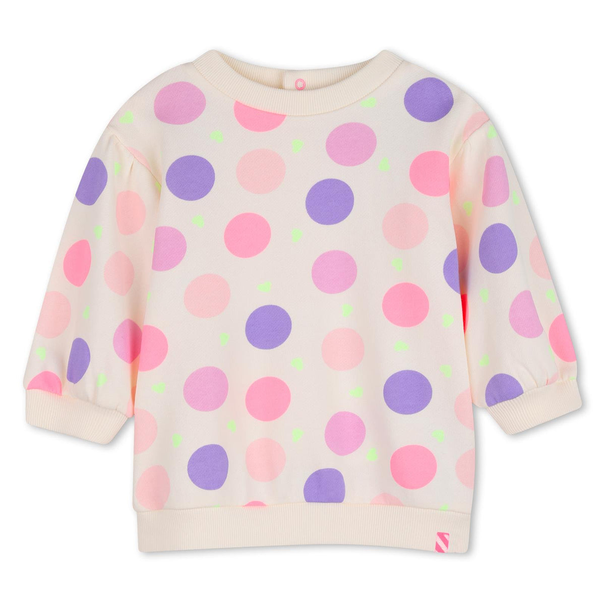 Vestito in cotone garzato, stampa a pois, costina su scollo, polsini e fondo, chiusura con bottoni automatici sul retro. U22240 121 BILLIE BLUSH KIDS 