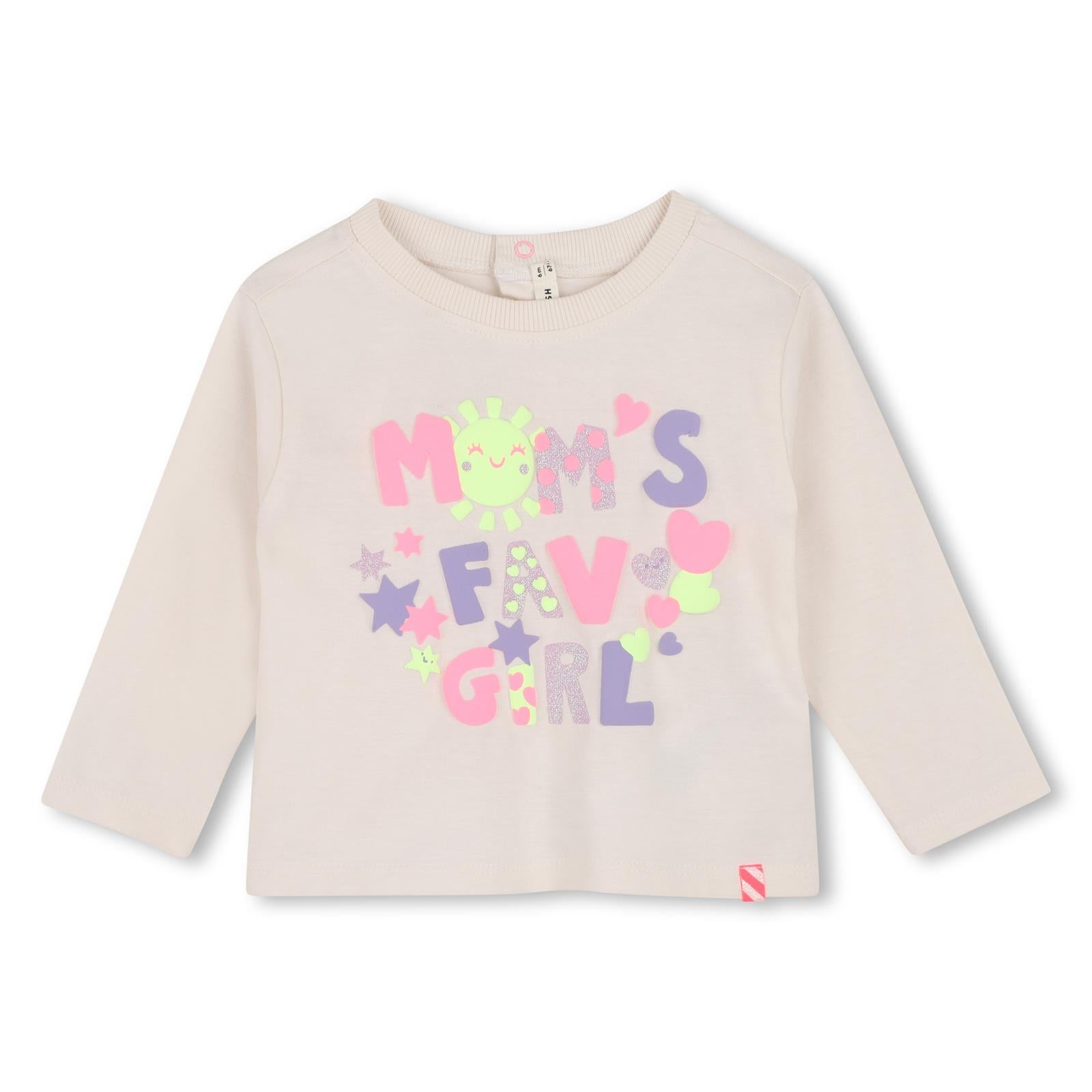 T-shirt in jersey, maniche lunghe, costina on scollo, illustrazione fantasia sul davanti, chiusura con bottoni automatici sul retro. U22243 121 BILLIE BLUSH KIDS 