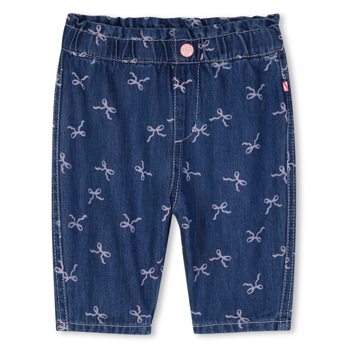 Pantaloni in denim, vita elastica, stampa a nodi all-over. U22249 Z10 BILLIE BLUSH KIDS 