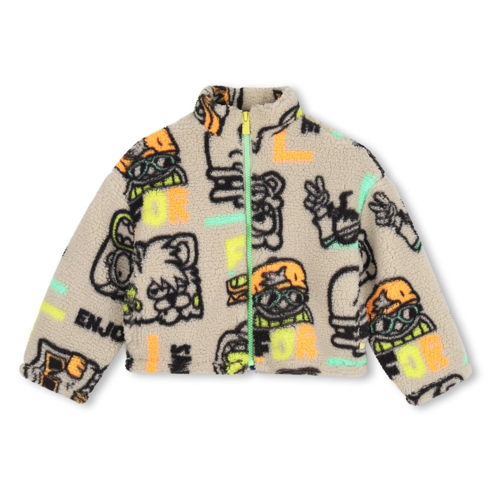 Printed faux shearling jacket, 2 tasche, chiusura con zip. U22320 23E BILLIE BLUSH KIDS 
