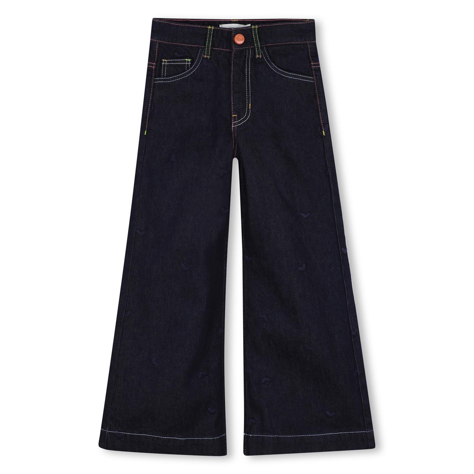Raw pantaloni in denim, 5 tasche, vita regolabile con patta, tone-on-tone ricamo a cuore. Vestibilità ampia. U22409 Z35 BILLIE BLUSH KIDS 