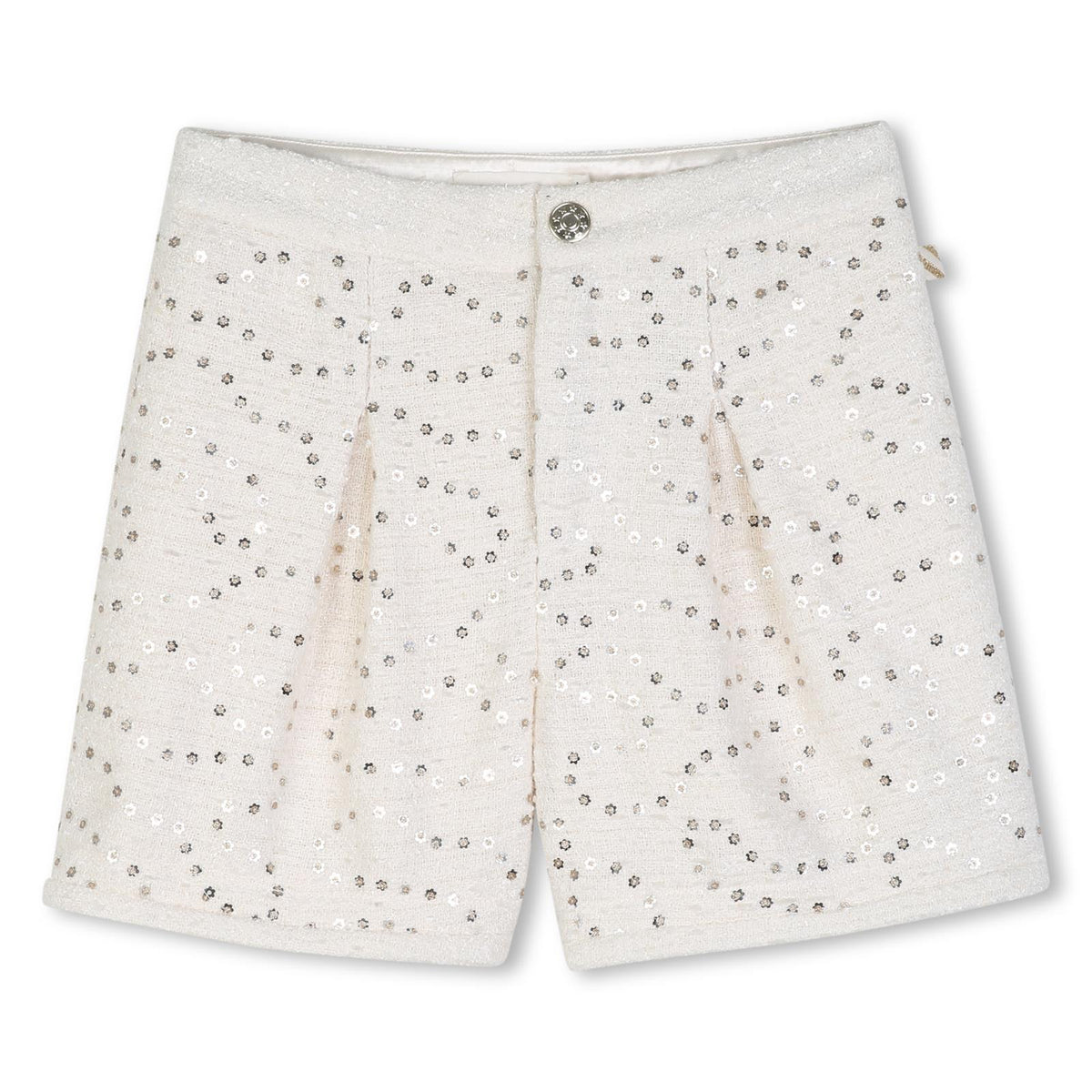 Tweed shorts ricamato con paillettes, vita regolabile con zip. U22429 121 BILLIE BLUSH KIDS 