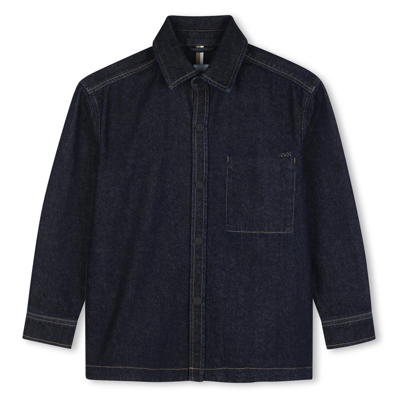 Long-sleeved denim shirt. Chiusura con bottoni. Davanti tasca con boss logo sul tasca. J53362 Z35 BOSS KIDSWEAR 