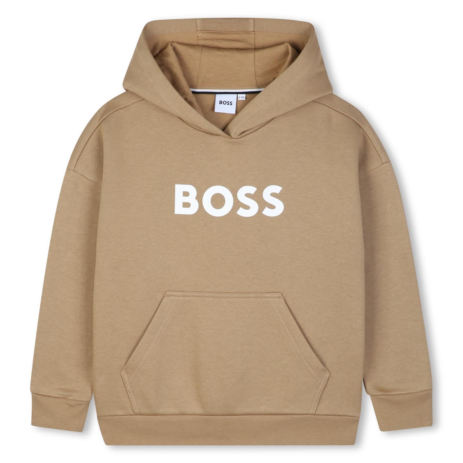 Con cappuccio sweatshirt in fleece, cotton, polyester. Large boss logo centered on chest. Davanti tasca. Vestibilità morbida. J53396 269 BOSS KIDSWEAR 