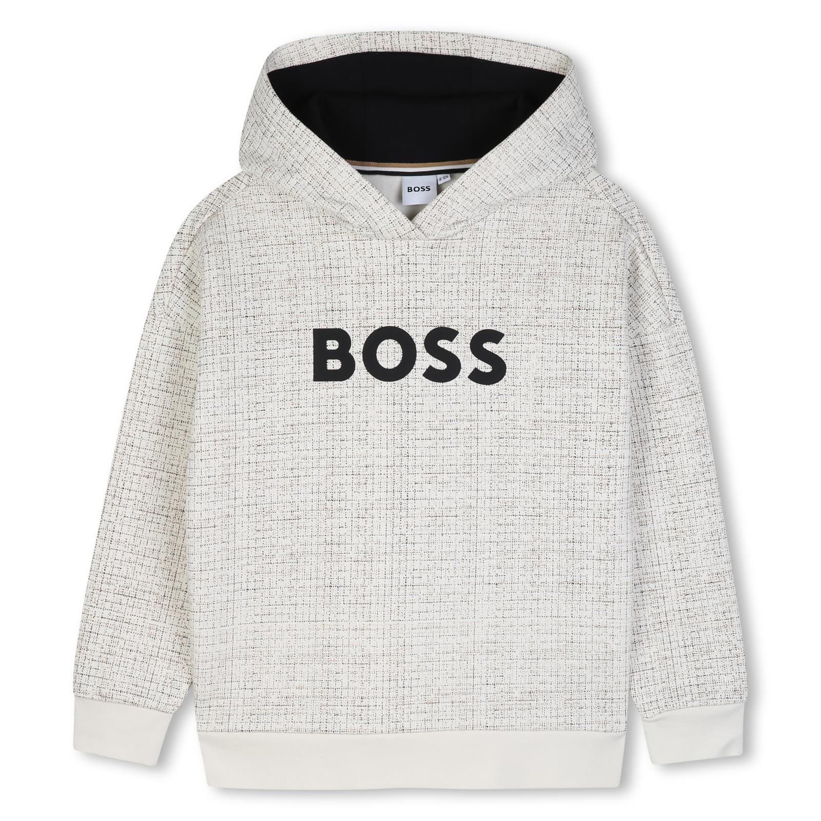 Con cappuccio fleece sweatshirt. Large boss logo centered on chest. Jersey fodera in cappuccio. Vestibilità morbida. J53402 120 BOSS KIDSWEAR 