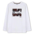 Long-sleeved jersey t-shirt con reworked logo centered on chest.