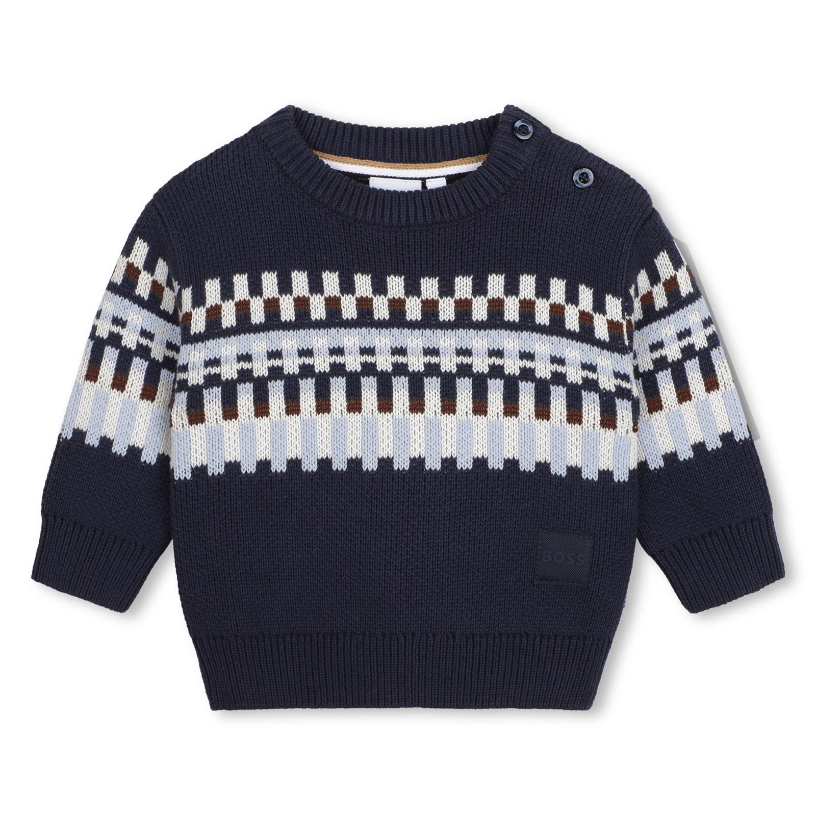 In maglia felpa. Colored ribbing. Tone-on-tone boss badge in hd. Raiser boss. J53487 849 BOSS KIDSWEAR 