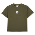 Short-sleeved jersey t-shirt, cotton. Woven label centered sul chest. Vestibilità morbida.