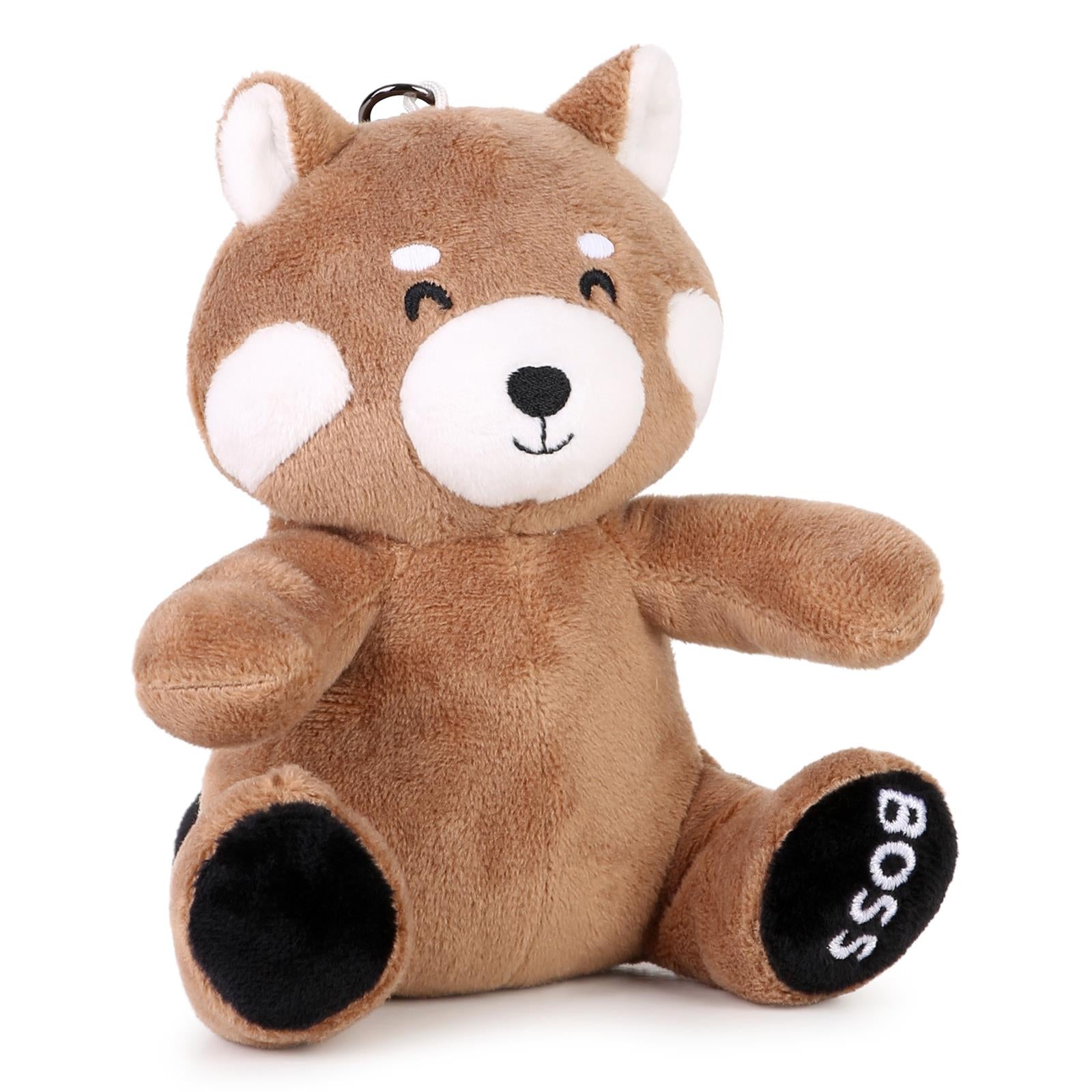 Red panda soft toy key ring in eco-pelliccia. Ricamo below foot. Dimension sit : 14,5 cm heigth x 12 tail to feet cm. Sold in a branded woven bag. J53621 269 BOSS KIDSWEAR 