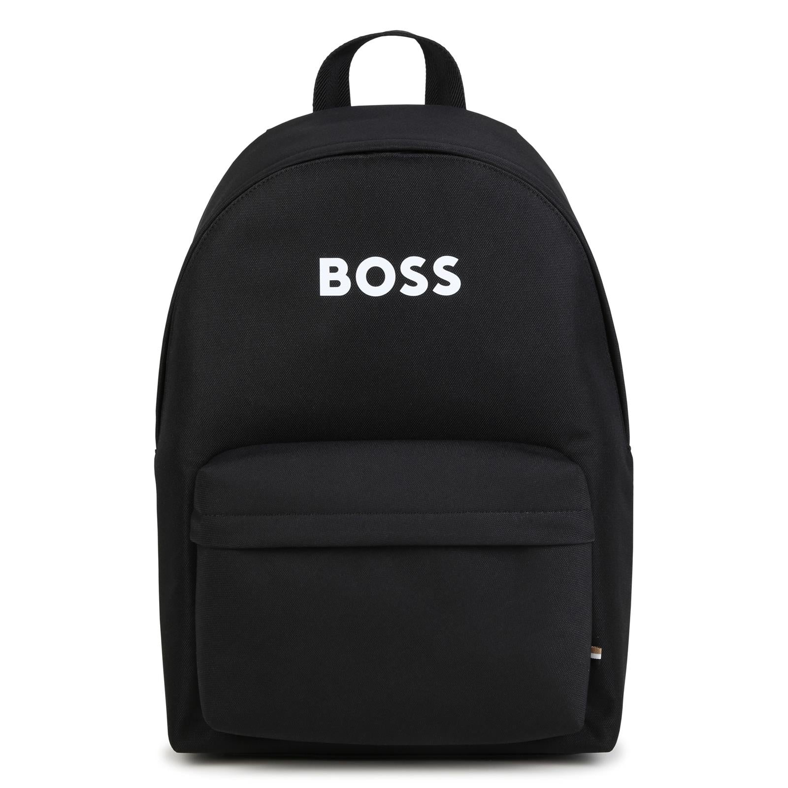 Backpack in polyester. Branded stampa logo e tricolor woven label. Name label on retro. Inside tasca for laptop e elastico for bottle. Retro e spalla straps in padded mesh, con chest clip for retro support e better comfort. Chiusura con zip. Matched  J53639 09B BOSS KIDSWEAR 