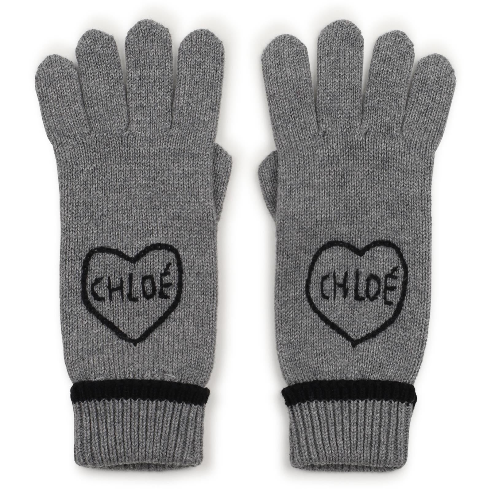 Gloves, containing cotton from organic farming e wool, con chloé logo ricamato on davanti. C21315 A46 CHLOE KIDS 