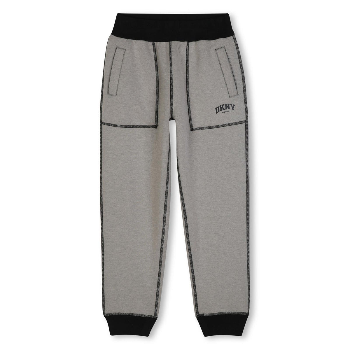 Reversible pantaloni in doble jersey, 86% polyester 10% viscose 4% elastane. One black side in jersey piqué effect con tasche e printed dkny logo. Other side in beige jersey con davanti tasche e printed dkny logo. D62866 P90 DKNY KIDS 