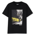 Maniche corte t-shirt in jersey 100% cotton from organic farming. Printed dkny illustrazione sul davanti.
