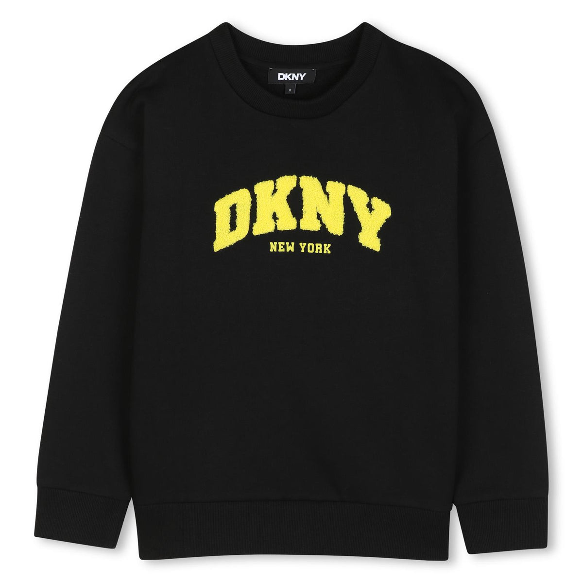 Sweatshirt in 60% cotton, 40% polyester cotone garzato, dkny logo in bouclette sul davanti e printed new york logo. D62882 09B DKNY KIDS 