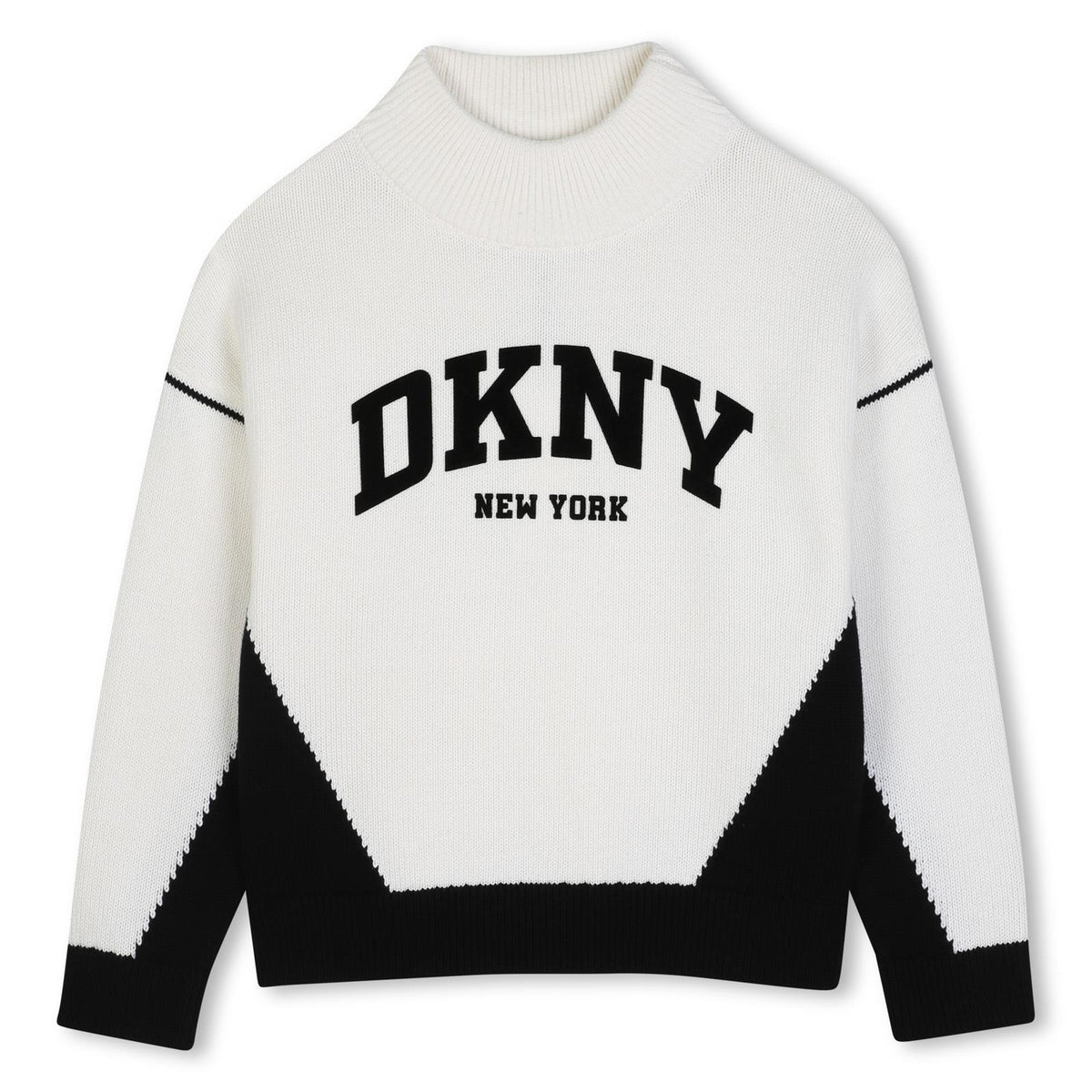 Mini-me felpa con high collar, 70% cotton, 30% polyamide. Dkny illustrazione sul davanti in flocking technic. D62897 N50 DKNY KIDS 