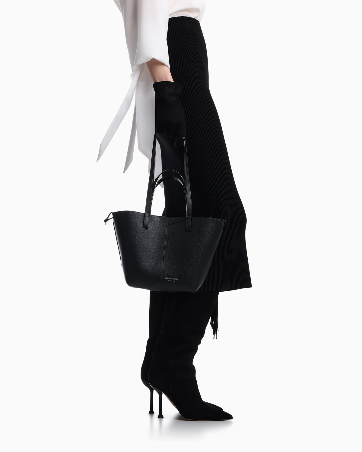 Borsa con doppio manico in pelle nera EW005753AF29459 UC001 EMPORIO ARMANI 